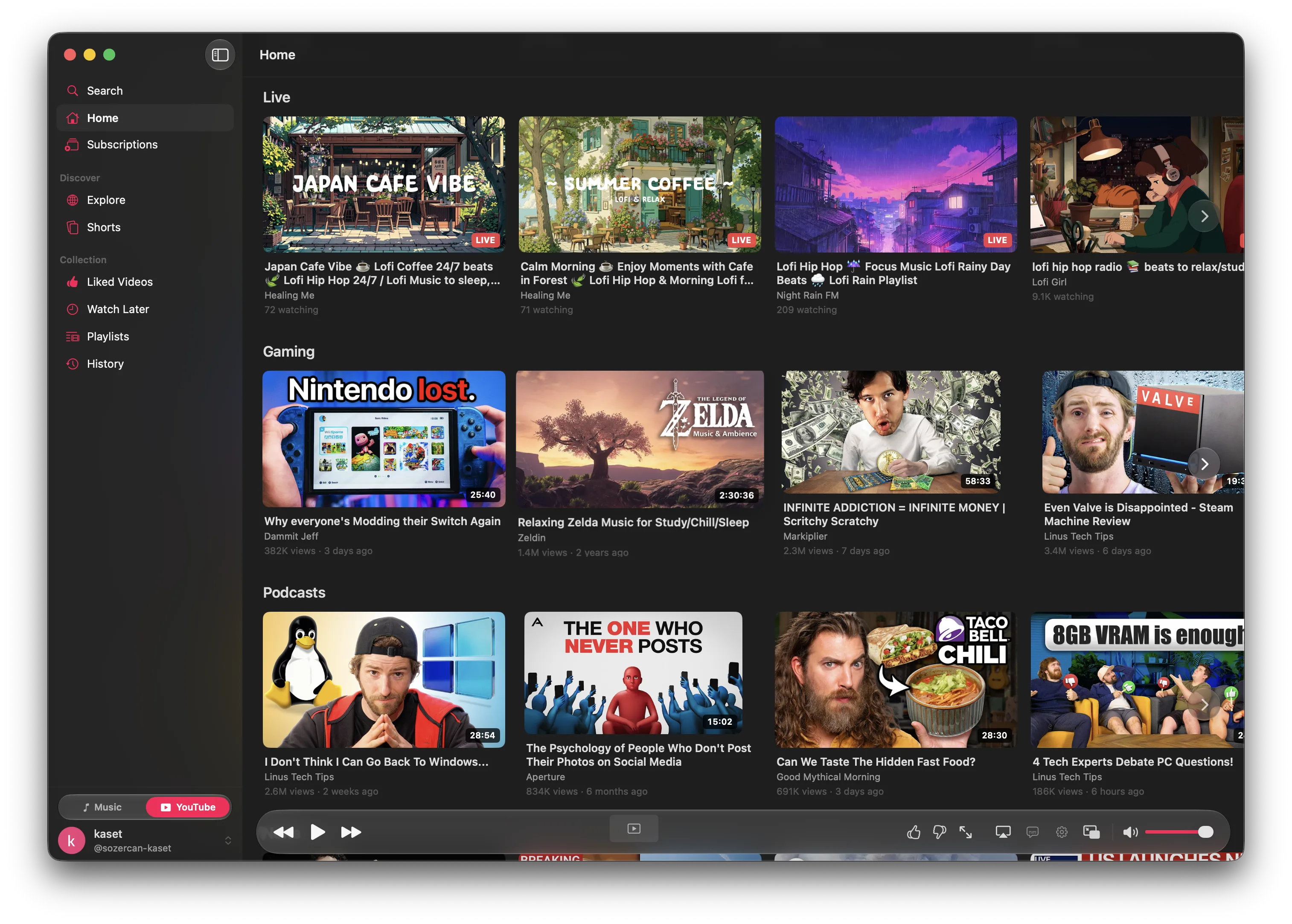 Orbit YouTube interface